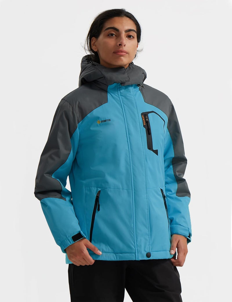 GEMYSE Women's Ski Snow Jacket Warm Winter Waterproof Coat Snowboard Rain Jacket Hooded Windproof Windbreakerï¼ˆAcid Blue,Largeï¼‰ - Image 2